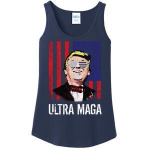 Ultra MAGA USA Flag Parody Trump 2024 Anti Biden Ladies Essential Tank