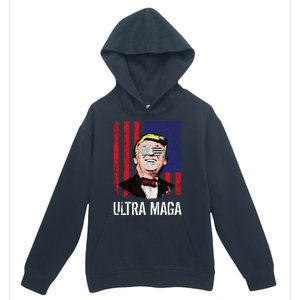 Ultra MAGA USA Flag Parody Trump 2024 Anti Biden Urban Pullover Hoodie