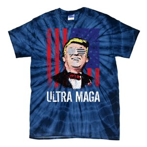 Ultra MAGA USA Flag Parody Trump 2024 Anti Biden Tie-Dye T-Shirt