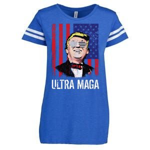 Ultra MAGA USA Flag Parody Trump 2024 Anti Biden Enza Ladies Jersey Football T-Shirt