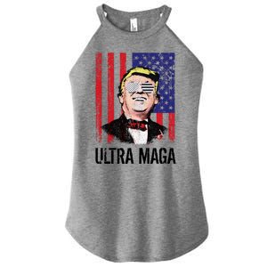 Ultra MAGA USA Flag Parody Trump 2024 Anti Biden Women's Perfect Tri Rocker Tank