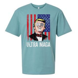 Ultra MAGA USA Flag Parody Trump 2024 Anti Biden Sueded Cloud Jersey T-Shirt