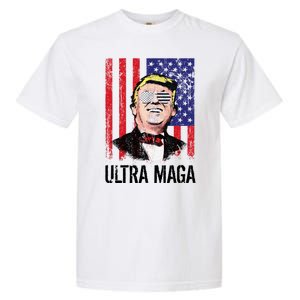 Ultra MAGA USA Flag Parody Trump 2024 Anti Biden Garment-Dyed Heavyweight T-Shirt