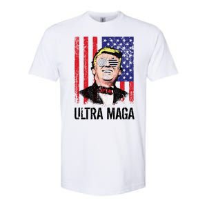 Ultra MAGA USA Flag Parody Trump 2024 Anti Biden Softstyle CVC T-Shirt