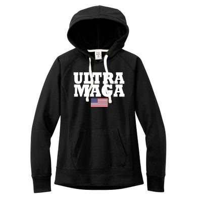 Ultra Maga United Staes Flag Women's Fleece Hoodie