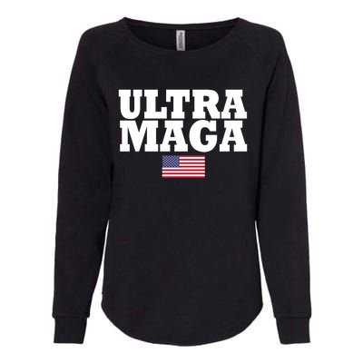 Ultra Maga United Staes Flag Womens California Wash Sweatshirt