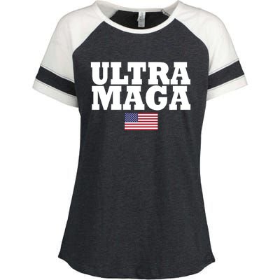 Ultra Maga United Staes Flag Enza Ladies Jersey Colorblock Tee