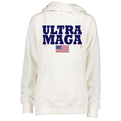 Ultra Maga United Staes Flag Womens Funnel Neck Pullover Hood