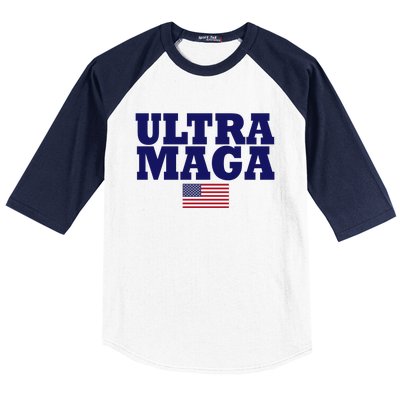 Ultra Maga United Staes Flag Baseball Sleeve Shirt