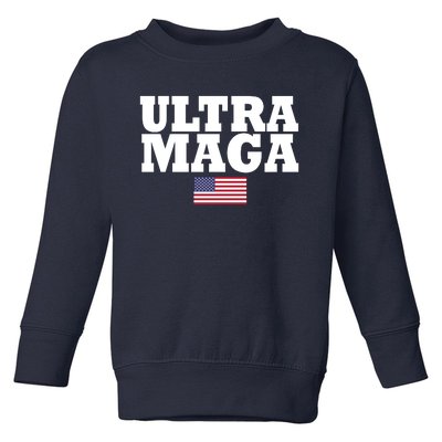 Ultra Maga United Staes Flag Toddler Sweatshirt