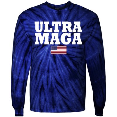 Ultra Maga United Staes Flag Tie-Dye Long Sleeve Shirt