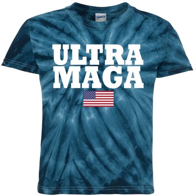 Ultra Maga United Staes Flag Kids Tie-Dye T-Shirt