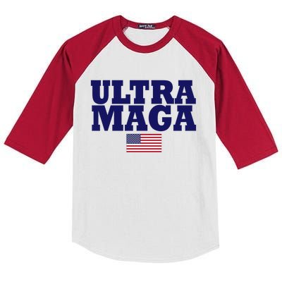 Ultra Maga United Staes Flag Kids Colorblock Raglan Jersey