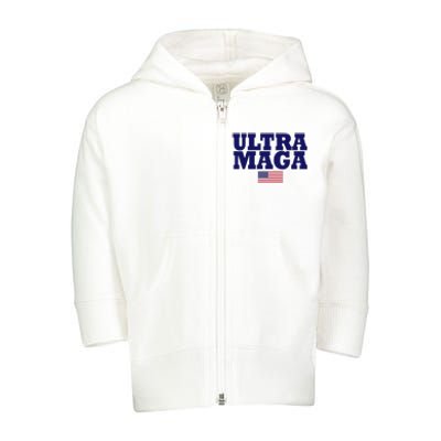 Ultra Maga United Staes Flag Toddler Zip Fleece Hoodie