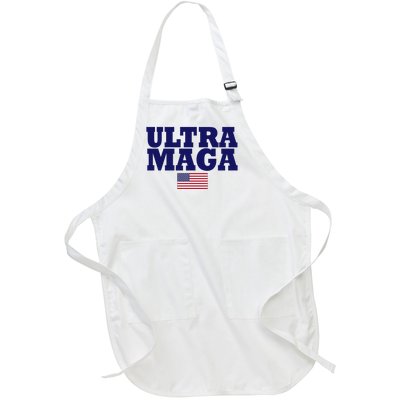 Ultra Maga United Staes Flag Full-Length Apron With Pockets