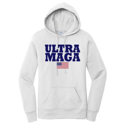 Ultra Maga United Staes Flag Women's Pullover Hoodie