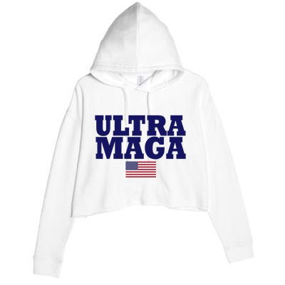 Ultra Maga United Staes Flag Crop Fleece Hoodie