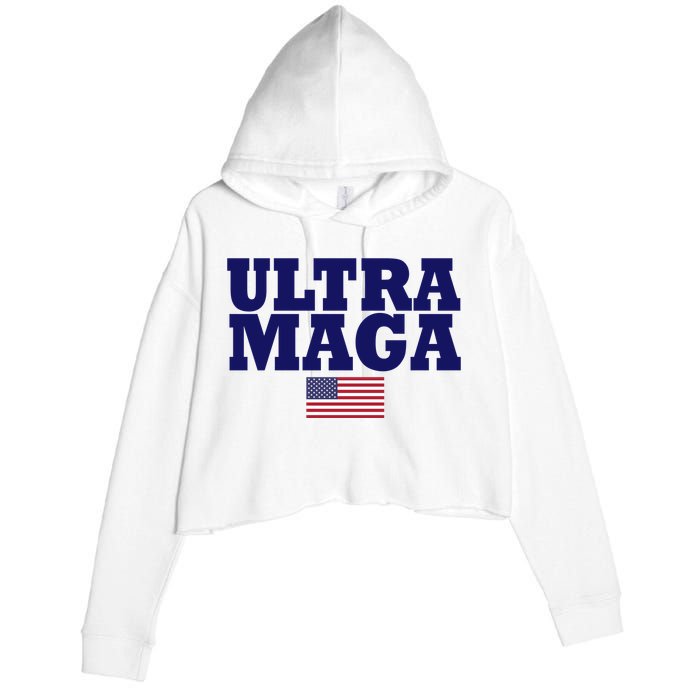 Ultra Maga United Staes Flag Crop Fleece Hoodie