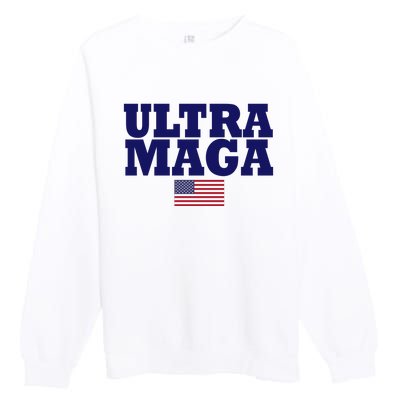 Ultra Maga United Staes Flag Premium Crewneck Sweatshirt