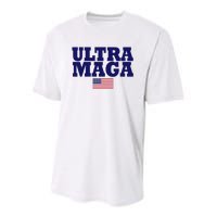 Ultra Maga United Staes Flag Youth Performance Sprint T-Shirt