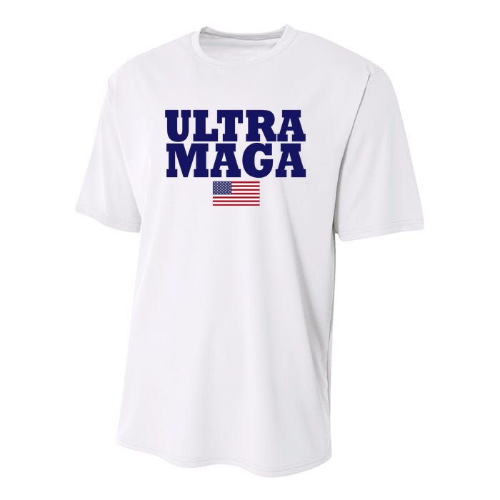 Ultra Maga United Staes Flag Youth Performance Sprint T-Shirt