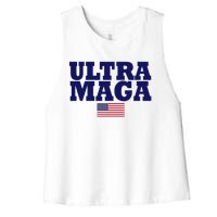 Ultra Maga United Staes Flag Women's Racerback Cropped Tank