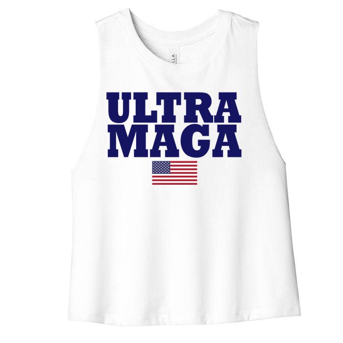 Ultra Maga United Staes Flag Women's Racerback Cropped Tank