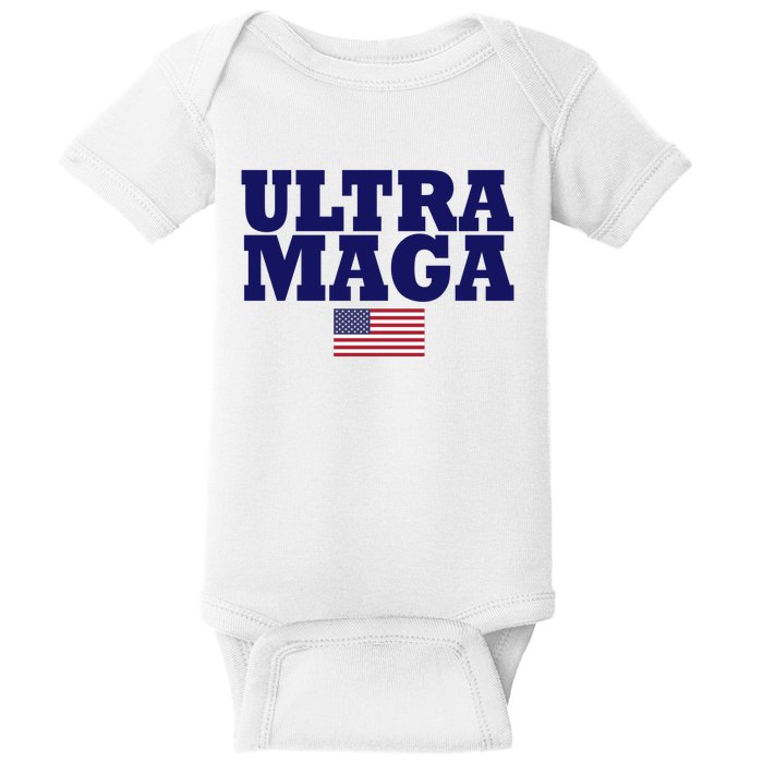 Ultra Maga United Staes Flag Baby Bodysuit