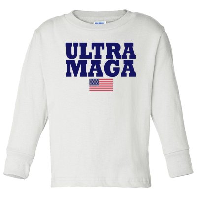 Ultra Maga United Staes Flag Toddler Long Sleeve Shirt