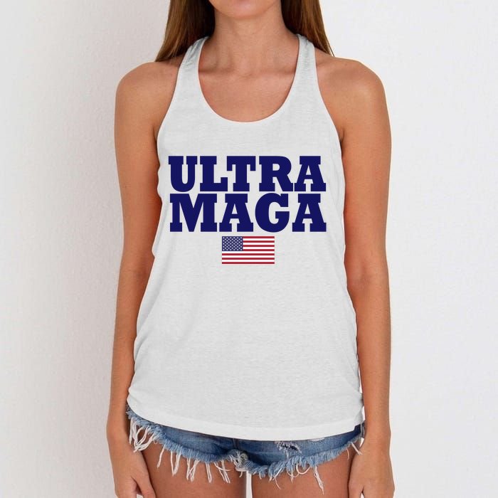 Ultra Maga United Staes Flag Women's Knotted Racerback Tank