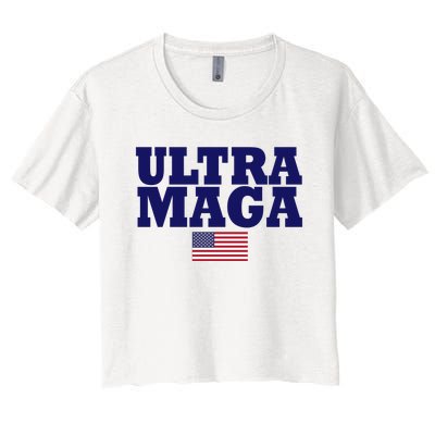 Ultra Maga United Staes Flag Women's Crop Top Tee