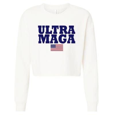 Ultra Maga United Staes Flag Cropped Pullover Crew