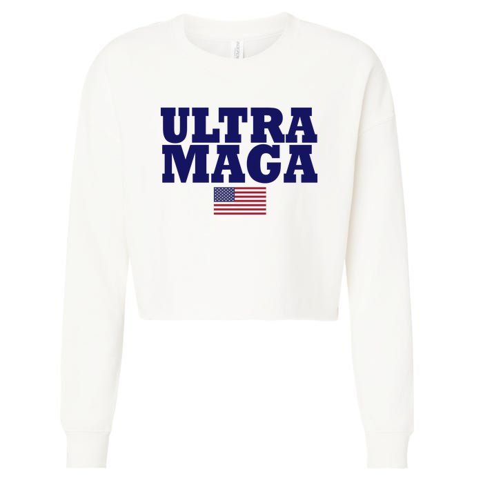 Ultra Maga United Staes Flag Cropped Pullover Crew