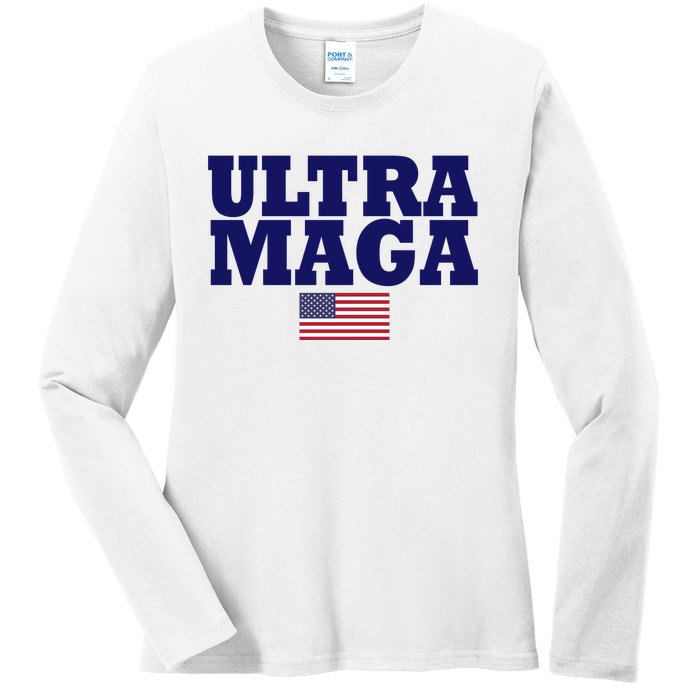 Ultra Maga United Staes Flag Ladies Long Sleeve Shirt