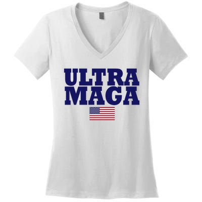 Ultra Maga United Staes Flag Women's V-Neck T-Shirt