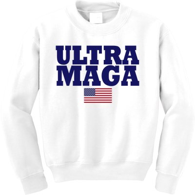 Ultra Maga United Staes Flag Kids Sweatshirt