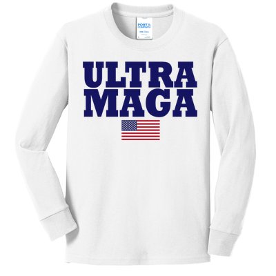 Ultra Maga United Staes Flag Kids Long Sleeve Shirt