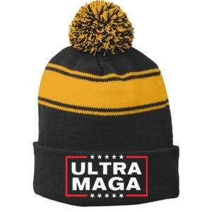 Ultra Maga Stripe Pom Pom Beanie