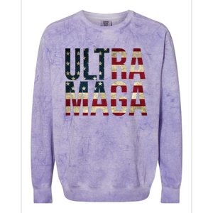 Ultra Maga USA Flag Colorblast Crewneck Sweatshirt