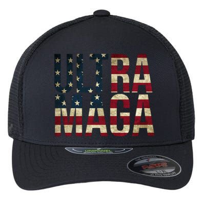 Ultra Maga USA Flag Flexfit Unipanel Trucker Cap