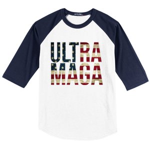 Ultra Maga USA Flag Baseball Sleeve Shirt