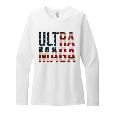 Ultra Maga USA Flag Womens CVC Long Sleeve Shirt