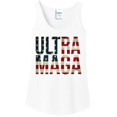 Ultra Maga USA Flag Ladies Essential Tank