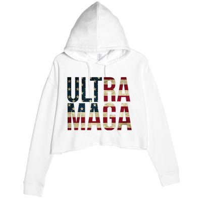 Ultra Maga USA Flag Crop Fleece Hoodie