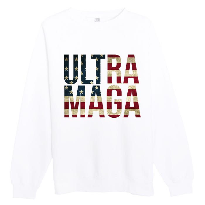 Ultra Maga USA Flag Premium Crewneck Sweatshirt