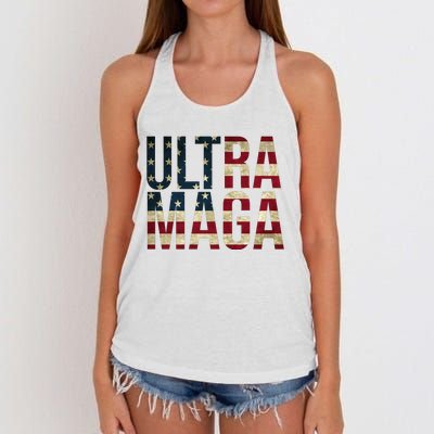 Ultra Maga USA Flag Women's Knotted Racerback Tank