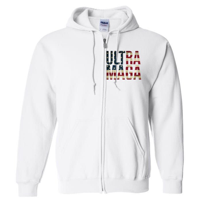 Ultra Maga USA Flag Full Zip Hoodie