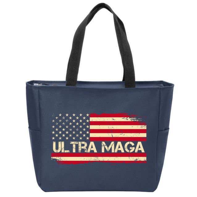 Ultra Maga Usa Vintage Flag Zip Tote Bag
