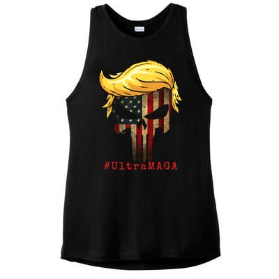 Ultra MAGA #UltraMAGA Punisher Trump Ladies PosiCharge Tri-Blend Wicking Tank