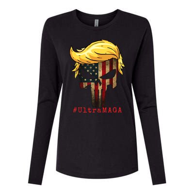 Ultra MAGA #UltraMAGA Punisher Trump Womens Cotton Relaxed Long Sleeve T-Shirt